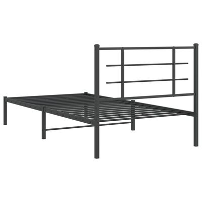 vidaXL Metal Bed Frame without Mattress with Headboard Black 39.4"x78.7"