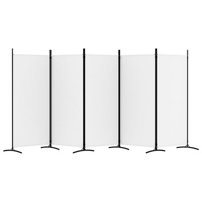 vidaXL 5-Panel Room Divider White 170.5"x70.9" Fabric