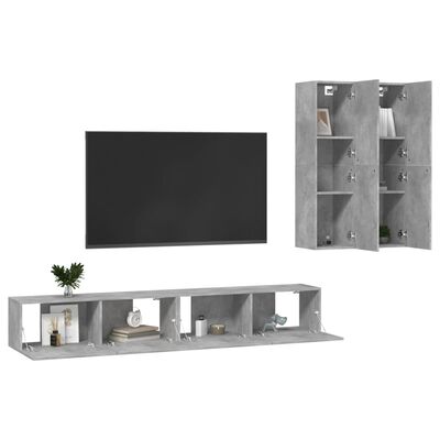 vidaXL 4 Piece TV Stand Set Concrete Gray Engineered Wood