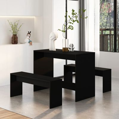 vidaXL 3 Piece Dining Set Black Engineered Wood