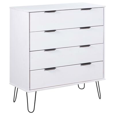 vidaXL Drawer Cabinet White 30.1"x15.6"x35.6" Solid Pine Wood