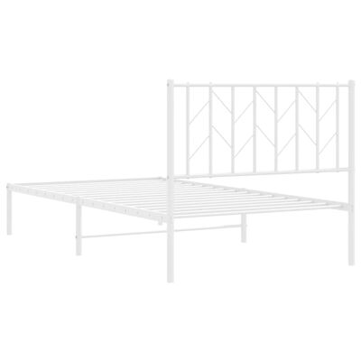 vidaXL Metal Bed Frame without Mattress with Headboard White 39.4"x78.7"