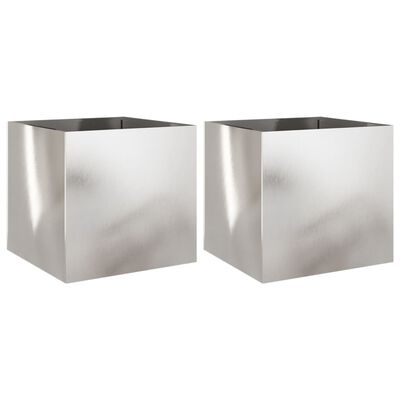 vidaXL Planters 2 pcs Silver 19.3"x18.5"x18.1" Stainless Steel