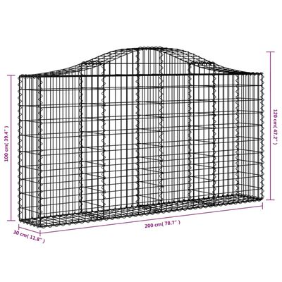 vidaXL Arched Gabion Baskets 7 pcs 78.7"x11.8"x39.4"/47.2" Galvanized Iron