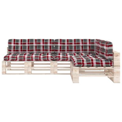 vidaXL Pallet Sofa Cushions 7 pcs Red Check Pattern