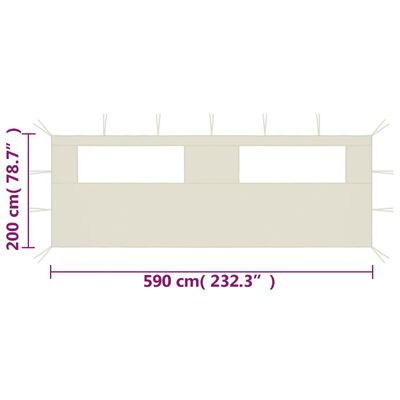 vidaXL Gazebo Sidewall with Windows 19.7'x6.6' Cream