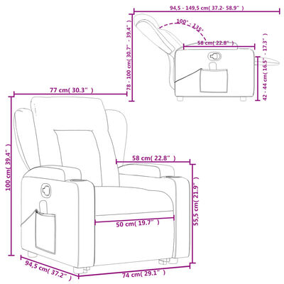 vidaXL Stand up Massage Recliner Chair Light Gray Fabric