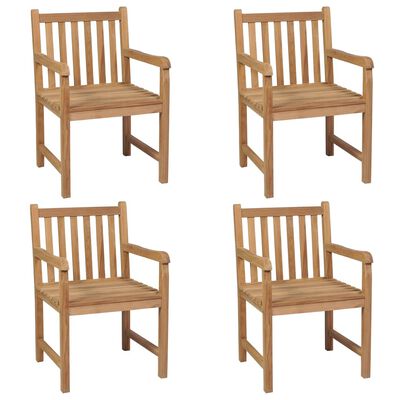 vidaXL Patio Chairs 4 pcs with Light Blue Cushions Solid Teak Wood