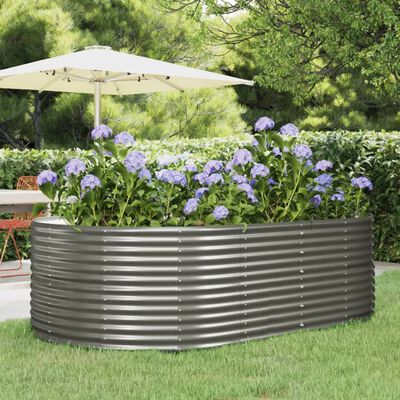 vidaXL Garden Raised Bed Gray 83.5"x55.1"x26.8" Powder-coated Steel