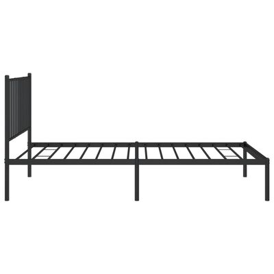 vidaXL Metal Bed Frame without Mattress with Headboard Black 39.4"x74.8"