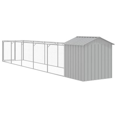 vidaXL Dog House with Roof Light Gray 46.1"x239.8"x48.4" Galvanized Steel