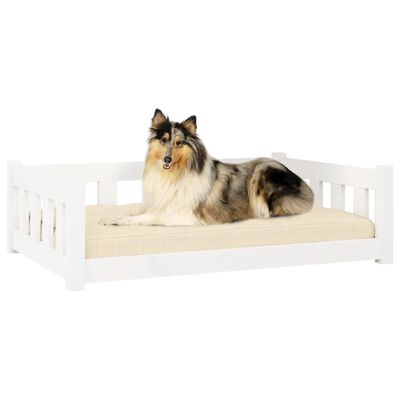 vidaXL Dog Bed White 37.6"x25.8"x11" Solid Wood Pine