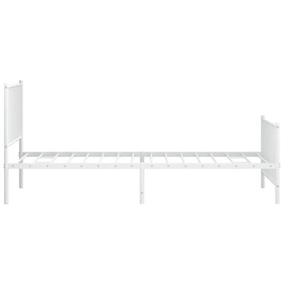 vidaXL Metal Bed Frame without Mattress with Footboard White 39.4"x78.7"