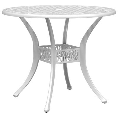 vidaXL Patio Table White Ø35.4"x29.5" Cast Aluminum