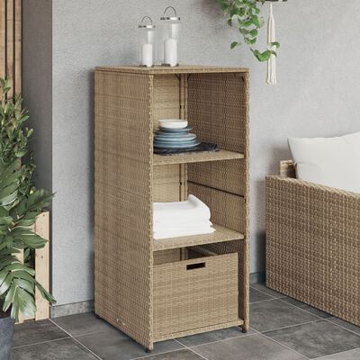 vidaXL Patio Storage Cabinet Beige 19.7"x21.7"x45.3" Poly Rattan