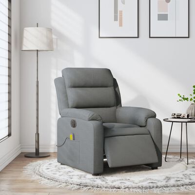 vidaXL Electric Massage Recliner Chair Dark Gray Fabric