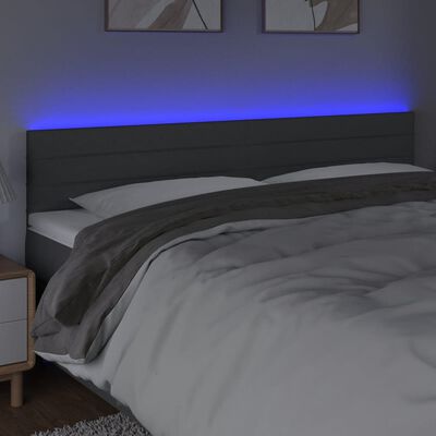 vidaXL LED Headboard Dark Gray 78.7"x2"x30.7"/34.6" Fabric