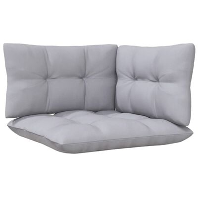 vidaXL 3-Seater Patio Sofa with Gray Cushions Solid Pinewood
