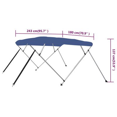 vidaXL 4 Bow Bimini Top Blue 95.7"x70.9"x53.9"