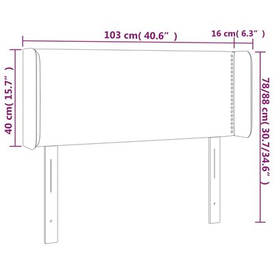 vidaXL LED Headboard Light Gray 40.6"x6.3"x30.7"/34.6" Fabric