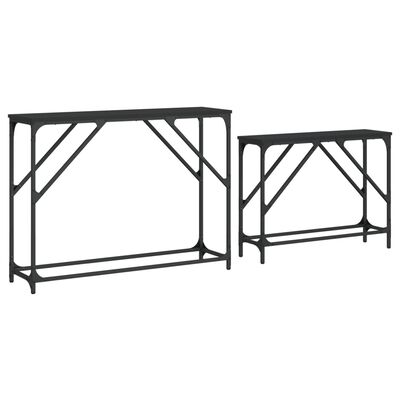 vidaXL Nesting Console Tables 2 pcs Black Engineered Wood