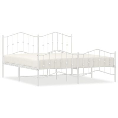 vidaXL Metal Bed Frame with Headboard&Footboard White 72"x83.9" California King