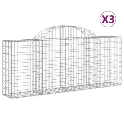 vidaXL Arched Gabion Baskets 3 pcs 78.7"x11.8"x31.5"/39.4" Galvanized Iron