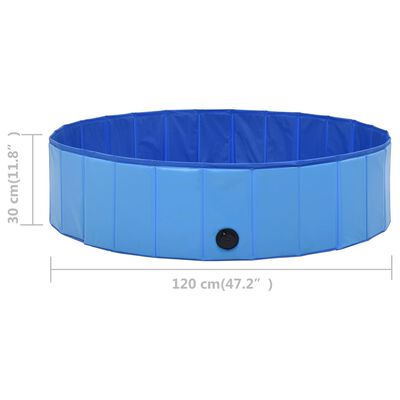 vidaXL Foldable Dog Swimming Pool Blue 47.2"x11.8" PVC