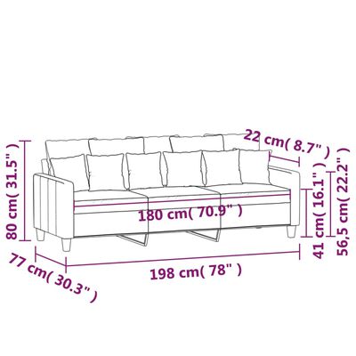 vidaXL 3-Seater Sofa Dark Gray 70.9" Fabric