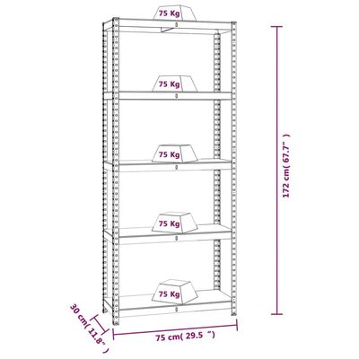 vidaXL 5-Layer Shelves 4 pcs Anthracite Steel&Engineered Wood