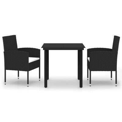 vidaXL 3 Piece Patio Dining Set Black