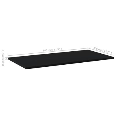 vidaXL Bookshelf Boards 8 pcs Black 31.5"x15.7"x0.6" Engineered Wood