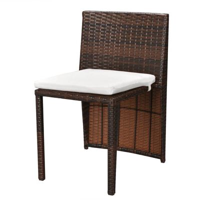 vidaXL 3 Piece Bistro Set with Cushions Poly Rattan Brown