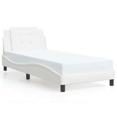 vidaXL Bed Frame with LED without Mattress White 39.4"x74.8"