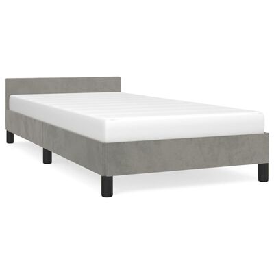 vidaXL Bed Frame with Headboard Light Gray 39.4"x79.9" Twin XL Velvet