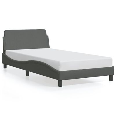 vidaXL Bed Frame with Headboard Dark Gray 39.4"x79.9" Twin XL Fabric