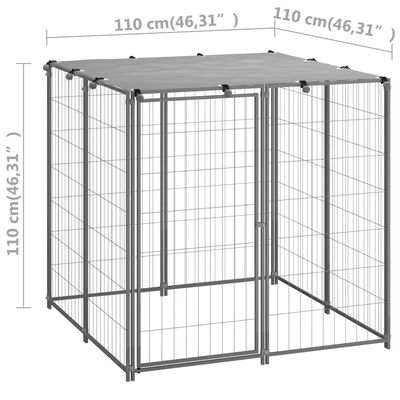 vidaXL Dog Kennel Silver 43.3"x43.3"x43.3" Steel