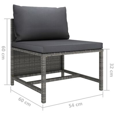 vidaXL 9 Piece Patio Lounge Set with Cushions Poly Rattan Gray