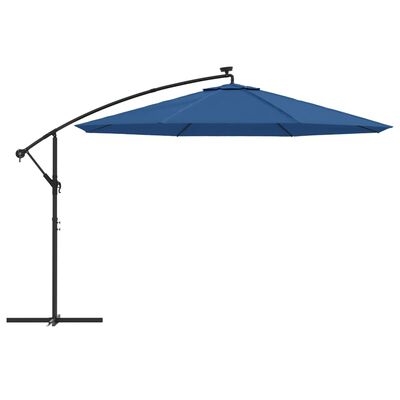 vidaXL Cantilever Umbrella with LED Lights Azure Blue 137.8"