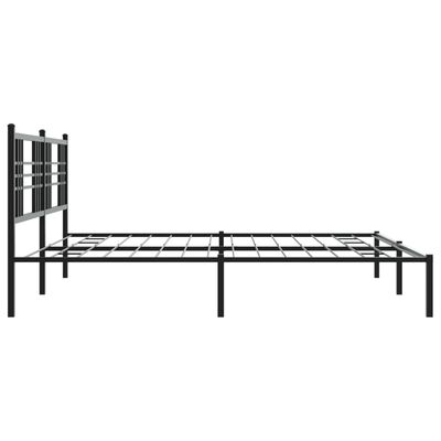 vidaXL Metal Bed Frame without Mattress with Headboard Black 76"x79.9"