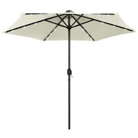 vidaXL Parasol with LED Lights and Aluminum Pole 106.3" Sand White