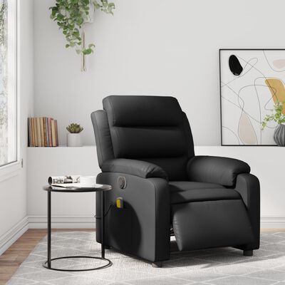 vidaXL Electric Massage Recliner Chair Black Faux Leather