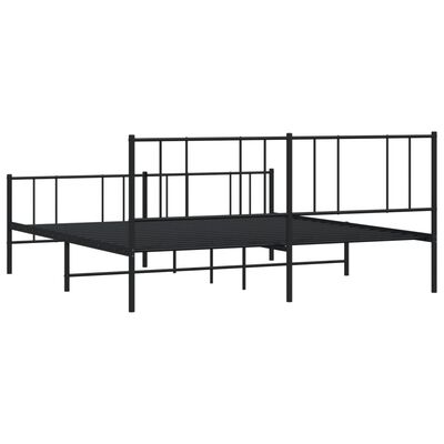 vidaXL Metal Bed Frame without Mattress with Footboard Black 76"x79.9"