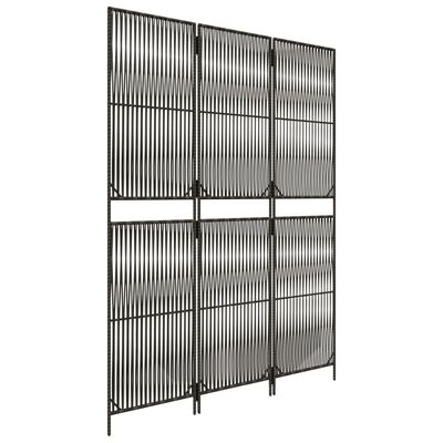 vidaXL Room Divider 3 Panels Gray Poly Rattan