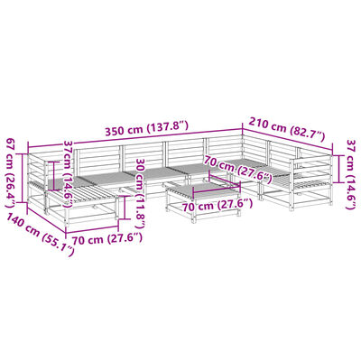 vidaXL 9 Piece Patio Sofa Set Solid Wood Pine