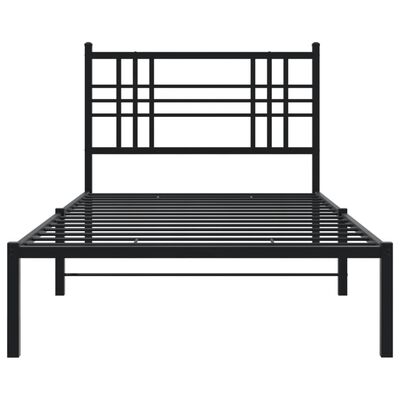 vidaXL Metal Bed Frame without Mattress with Headboard Black 39.4"x78.7"