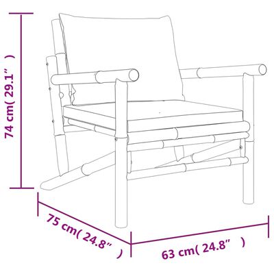 vidaXL 5 Piece Patio Lounge Set with Cream White Cushions Bamboo