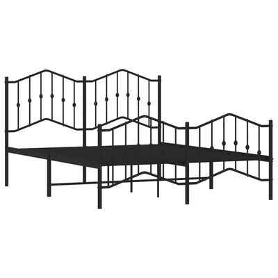 vidaXL Metal Bed Frame without Mattress with Footboard Black 59.1"x78.7"