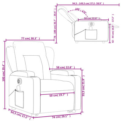 vidaXL Electric Stand up Massage Recliner Chair Cream Faux Leather