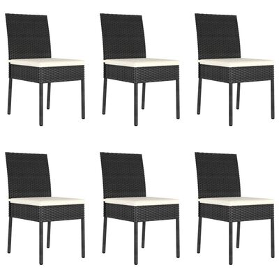 vidaXL 7 Piece Patio Dining Set Poly Rattan Black